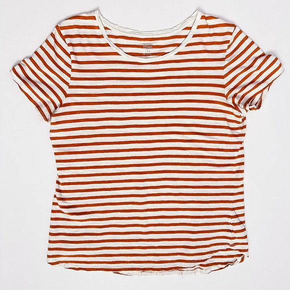 Old Navy Relaxed Orange and Cream Striped Tee Shirt (Size Large) - Picture 1 of 4
